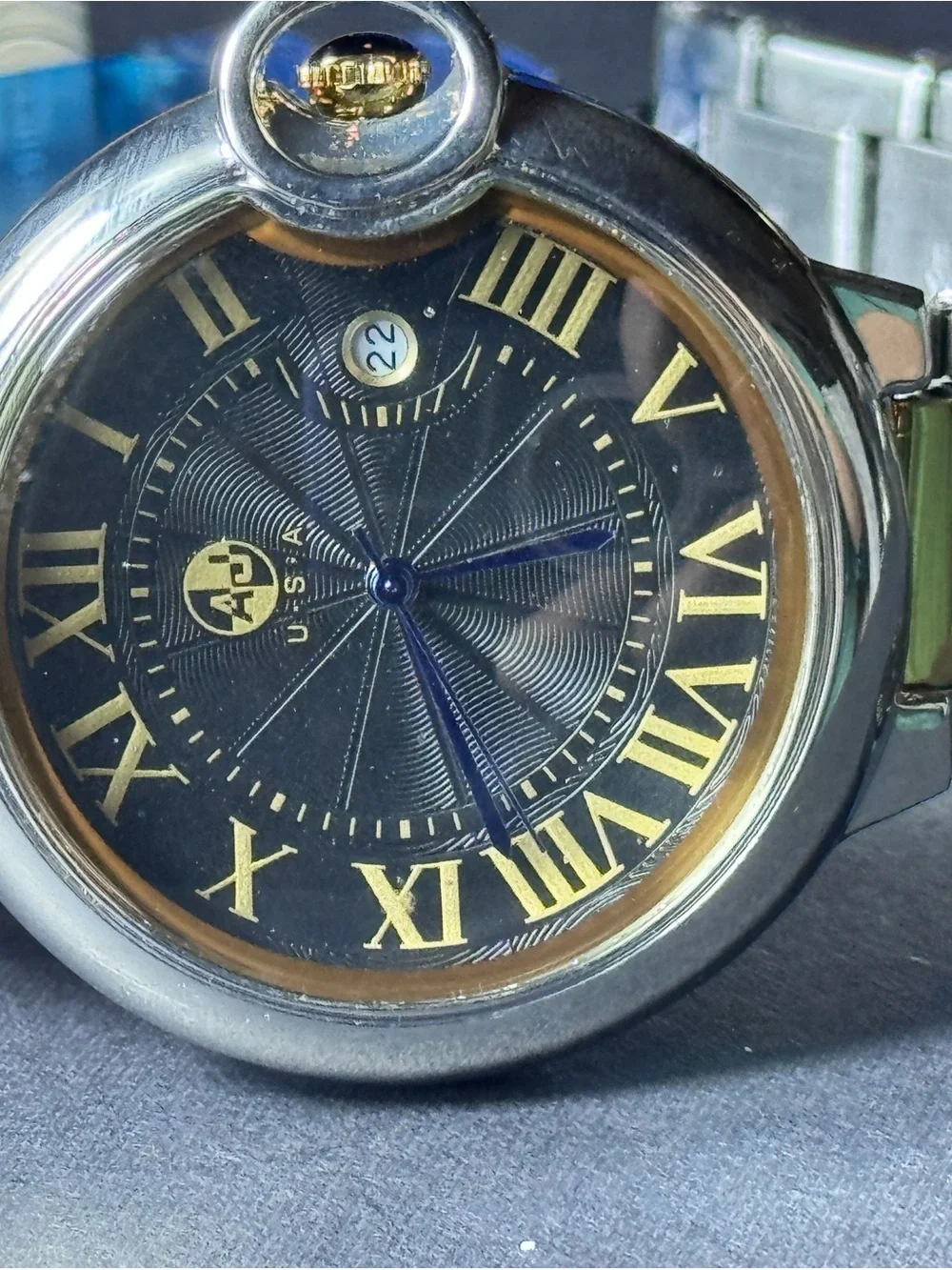 Two-Tone Black and Gold Men’s Roman Numeral Dress Watch NWT
